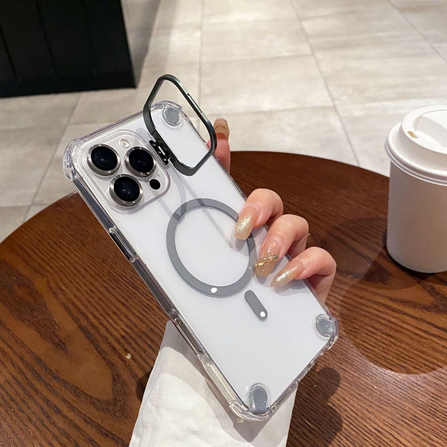 Magnetic Bracket Anti-drop with Lens Film Phone Case for iPhone