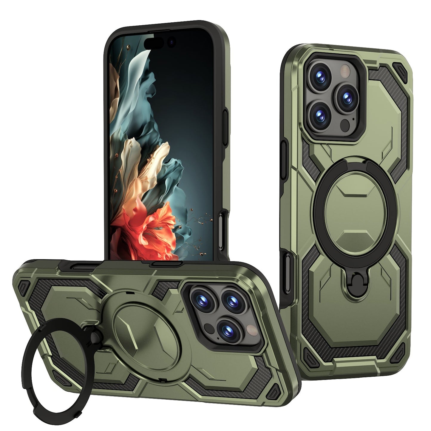 New [Military Grade Drop Tested][Fit for MagSafe] [Built-in Stand] Slim Soft Edge Case for iPhone