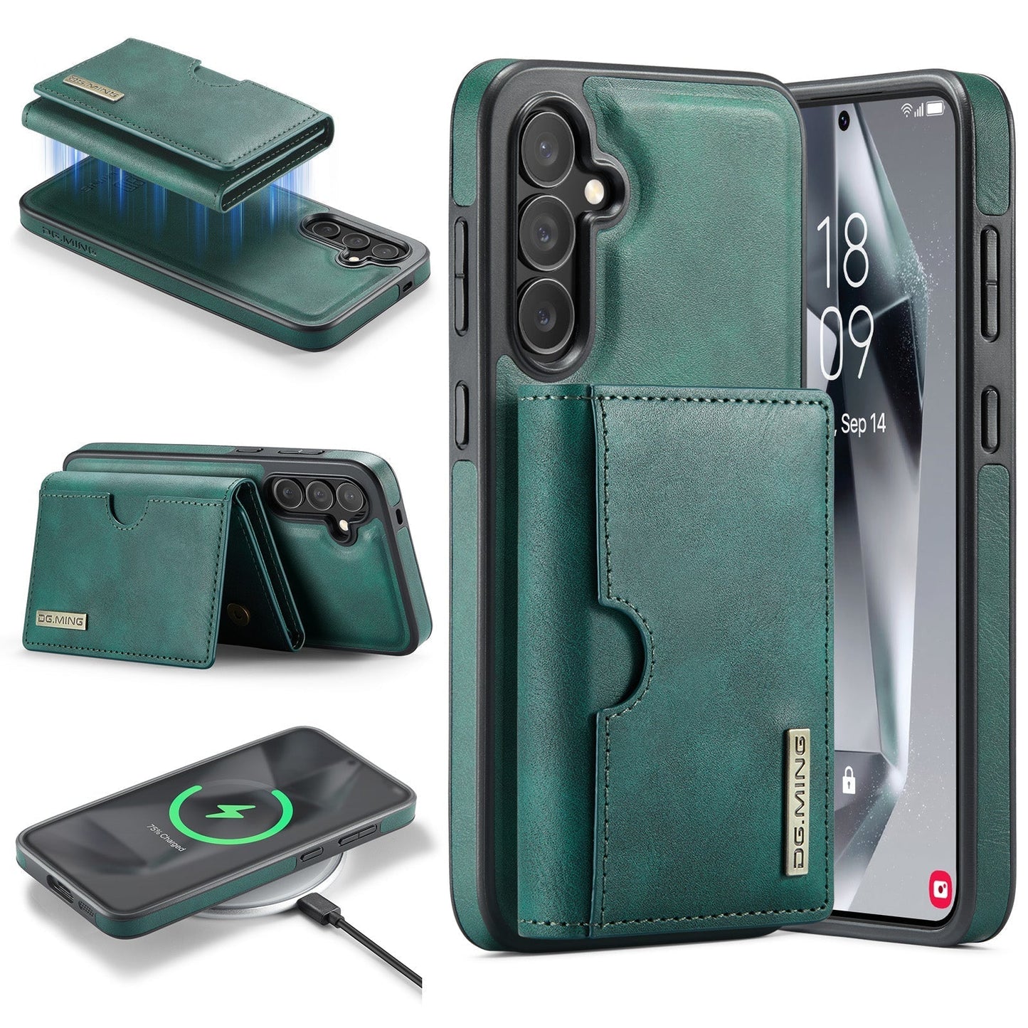 New 2-IN-1 RFID Blocking Wallet Card Holder Leather Phone Case for Samsung