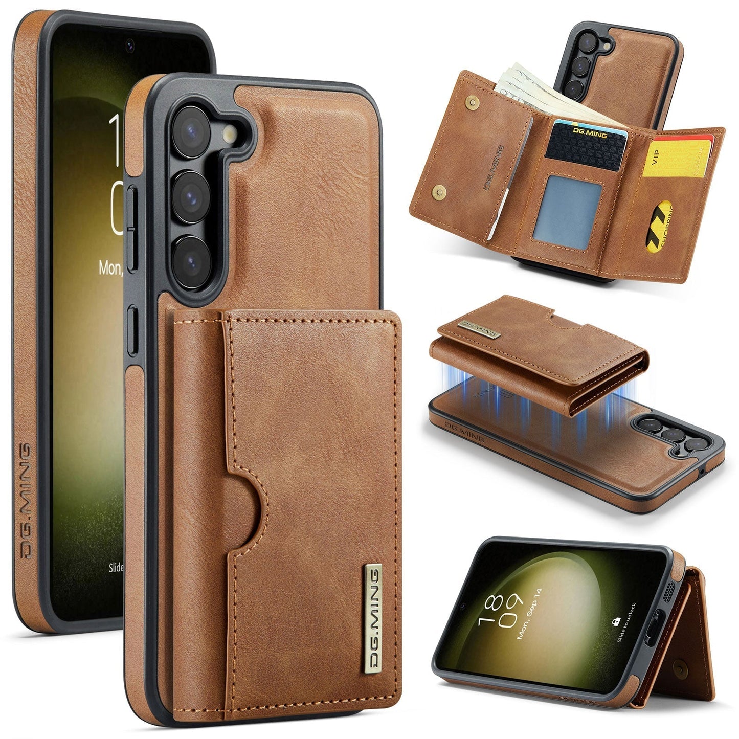 New 2-IN-1 RFID Blocking Wallet Card Holder Leather Phone Case for Samsung