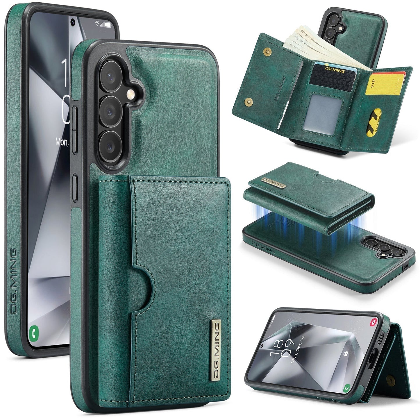 New 2-IN-1 RFID Blocking Wallet Card Holder Leather Phone Case for Samsung