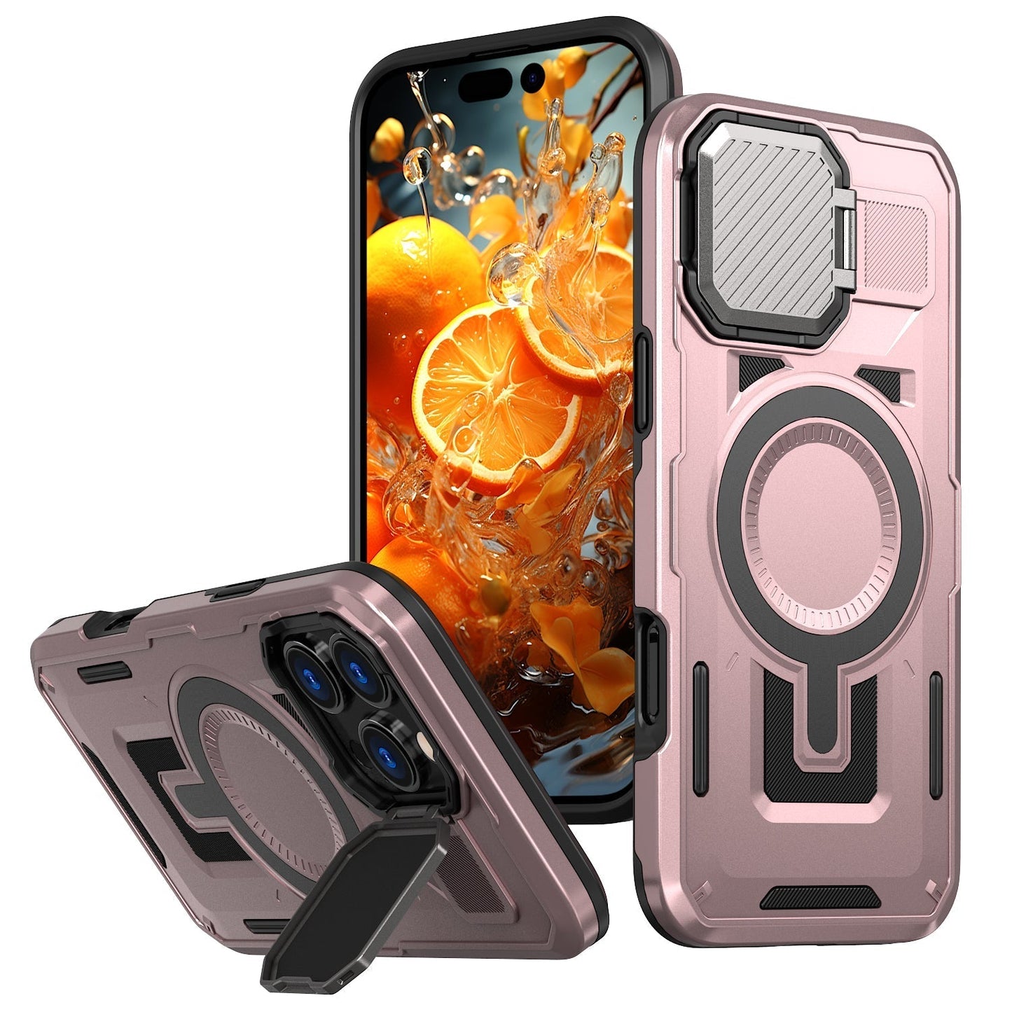 New Lens Bracket Magnetic Military Anti-Fall Phone Case for iPhone 16/16 Pro/16 Plus/16 Pro Max