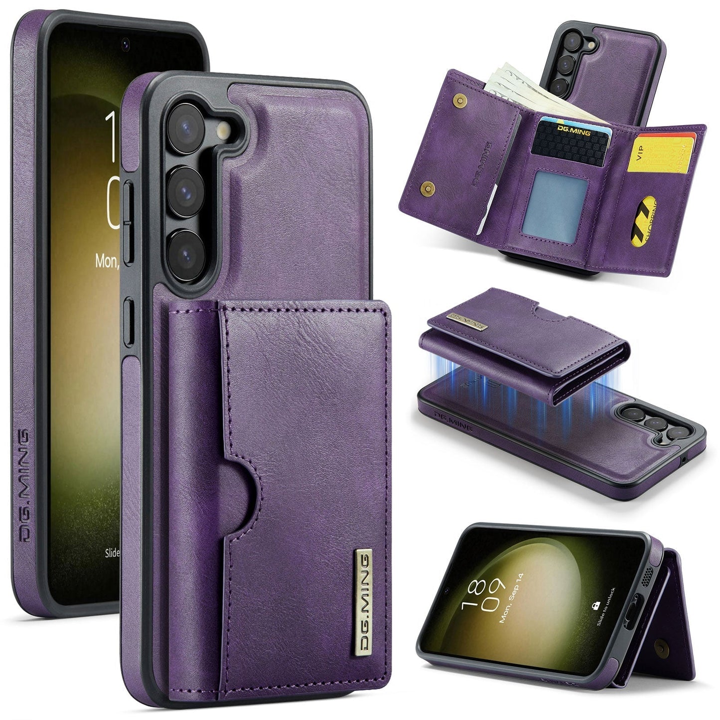 New 2-IN-1 RFID Blocking Wallet Card Holder Leather Phone Case for Samsung