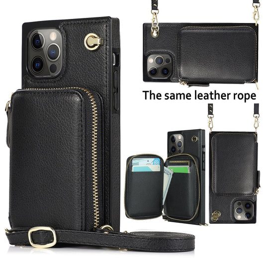 New Crossbody Zipper Wallet Leather Phone Case for iPhone