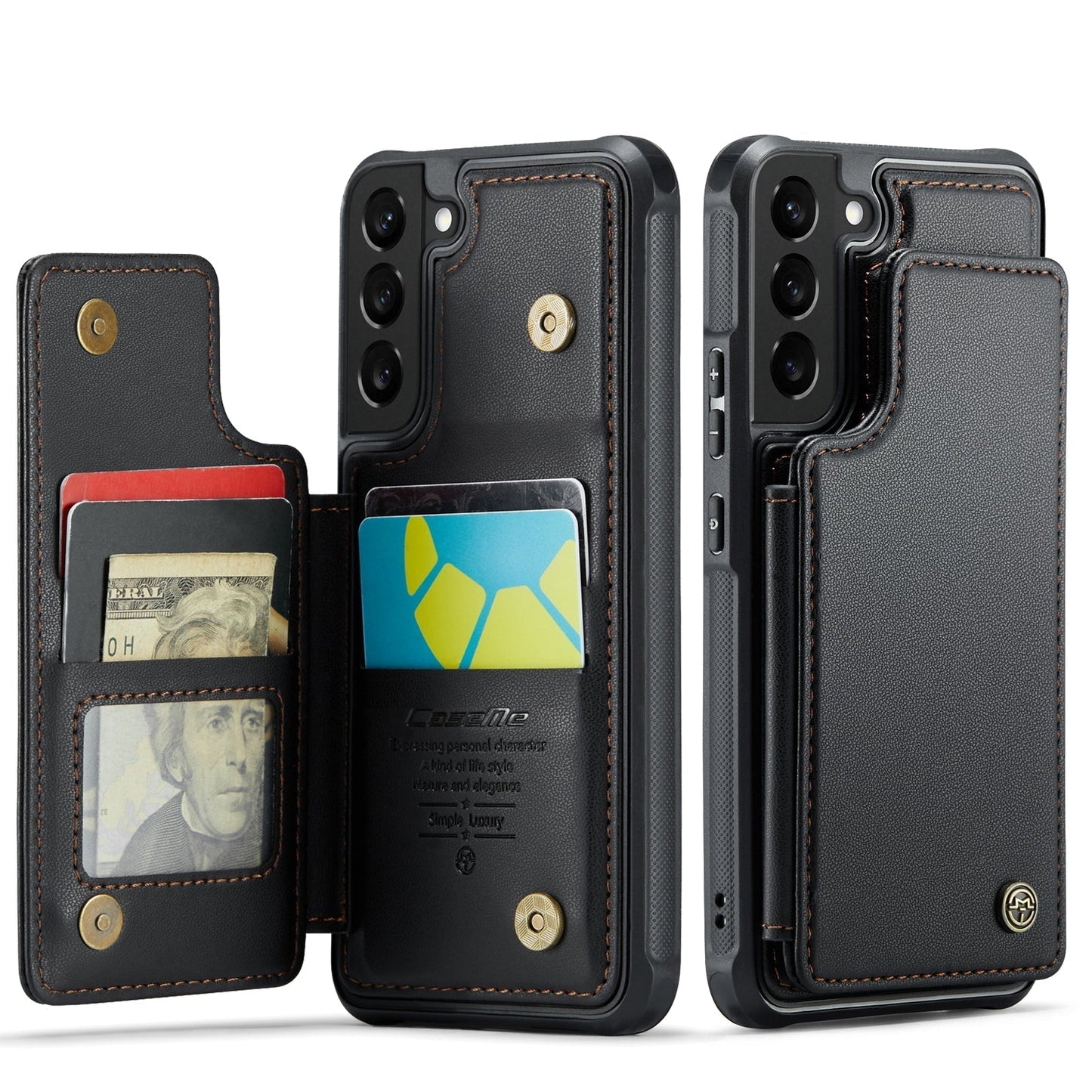 New RFID Blocking Card Holder Leather Phone Case for Samsung