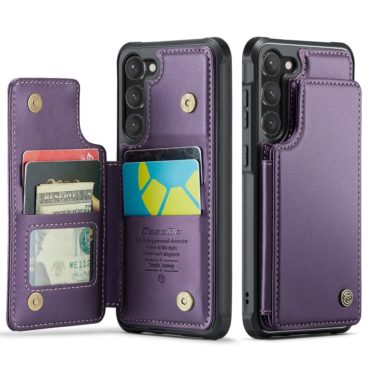 New RFID Blocking Card Holder Leather Phone Case for Samsung