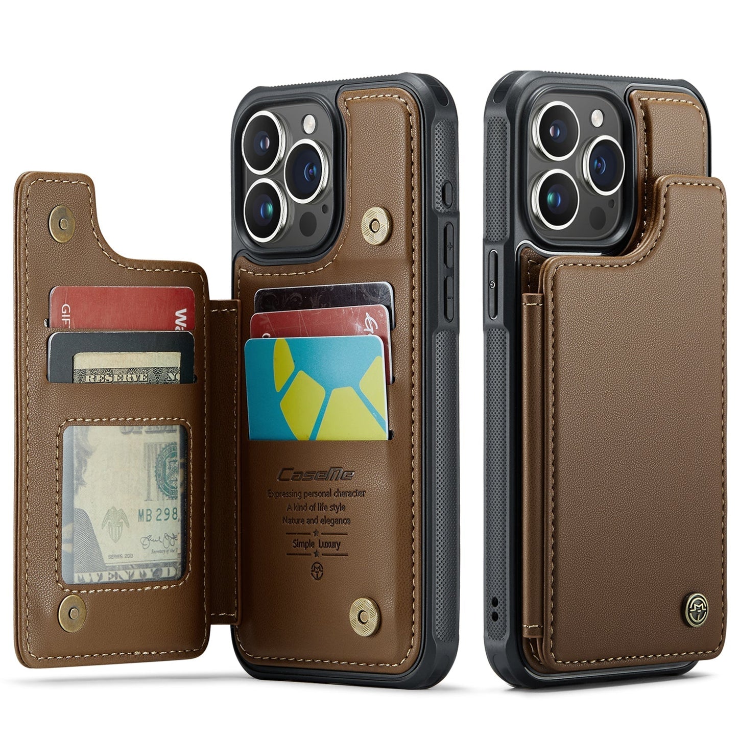 New RFID Blocking Card Holder Leather Phone Case for iPhone