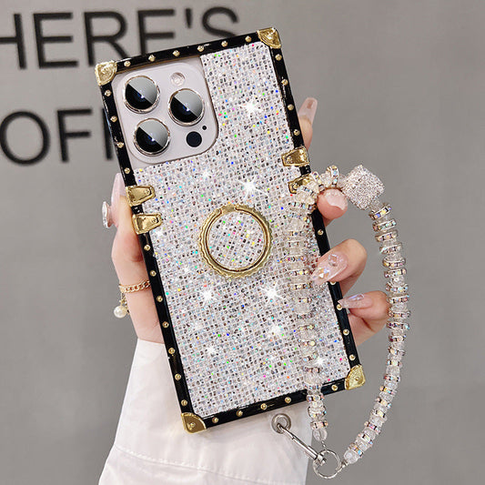 New Bling Glitter Bracket Phone Case With Lanyard for iPhone