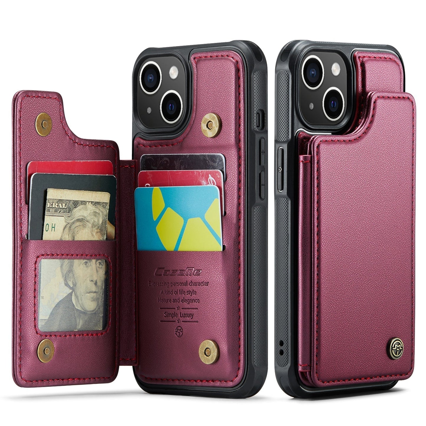 New RFID Blocking Card Holder Leather Phone Case for iPhone