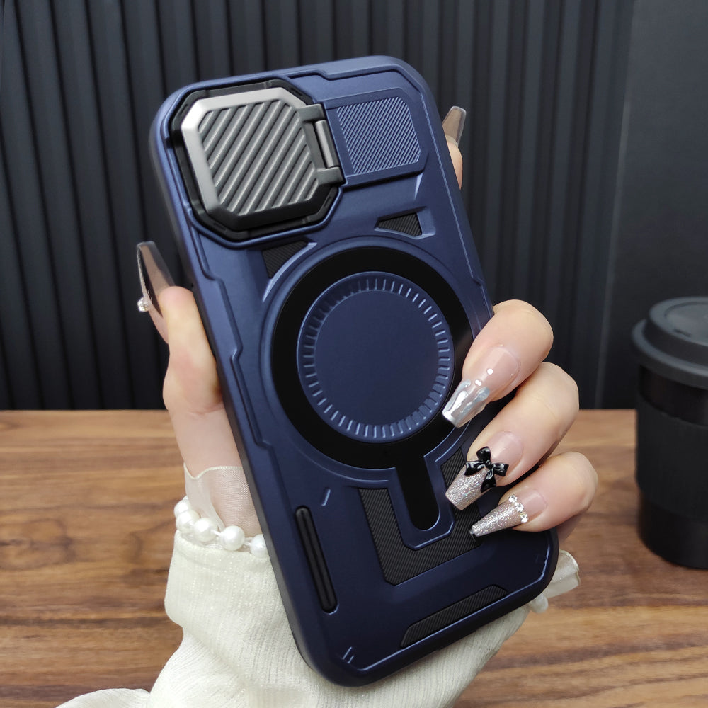 New Lens Bracket Magnetic Military Anti-Fall Phone Case for iPhone 16/16 Pro/16 Plus/16 Pro Max