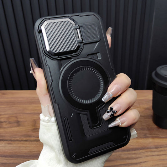 New Lens Bracket Magnetic Military Anti-Fall Phone Case for iPhone 16/16 Pro/16 Plus/16 Pro Max