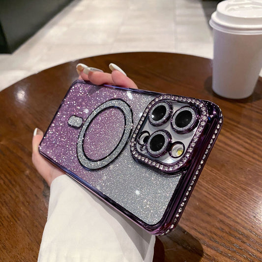 New Bling Bling Bling Glitter Lens Protector Magsafe Phone Case for iPhone