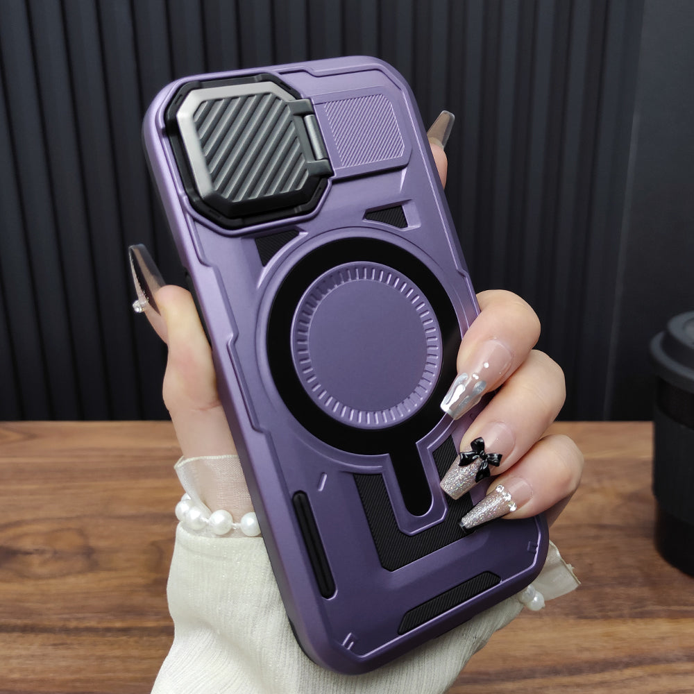 New Lens Bracket Magnetic Military Anti-Fall Phone Case for iPhone 16/16 Pro/16 Plus/16 Pro Max