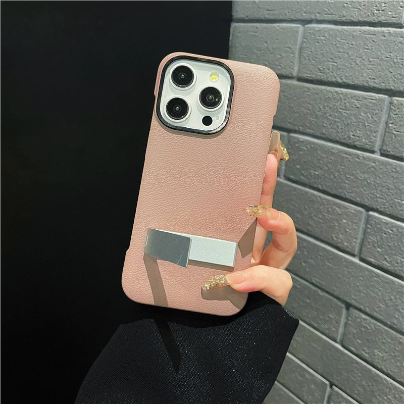 New Borderless Bracket Leather Phone Case for iPhone