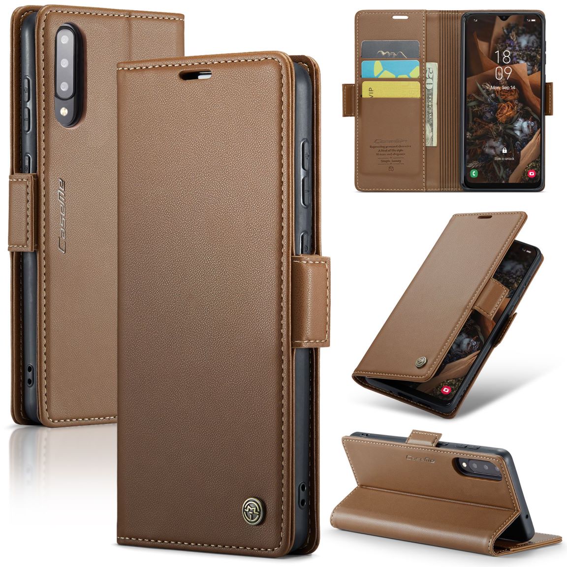 New RFID Blocking Card Holder Wireless Charging Phone Case for Samsung Galaxy A