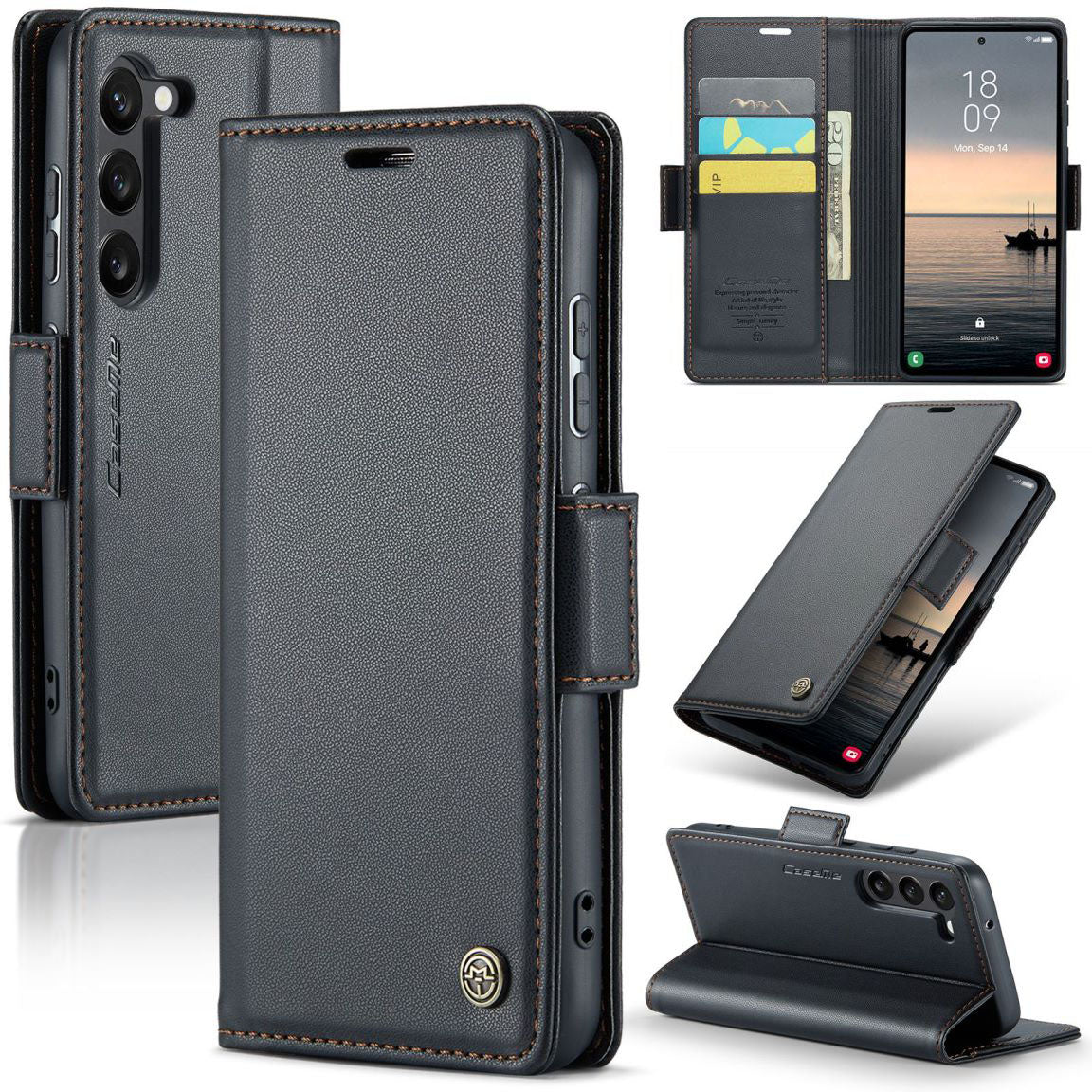 New RFID Blocking Card Holder Wireless Charging Phone Case for Samsung