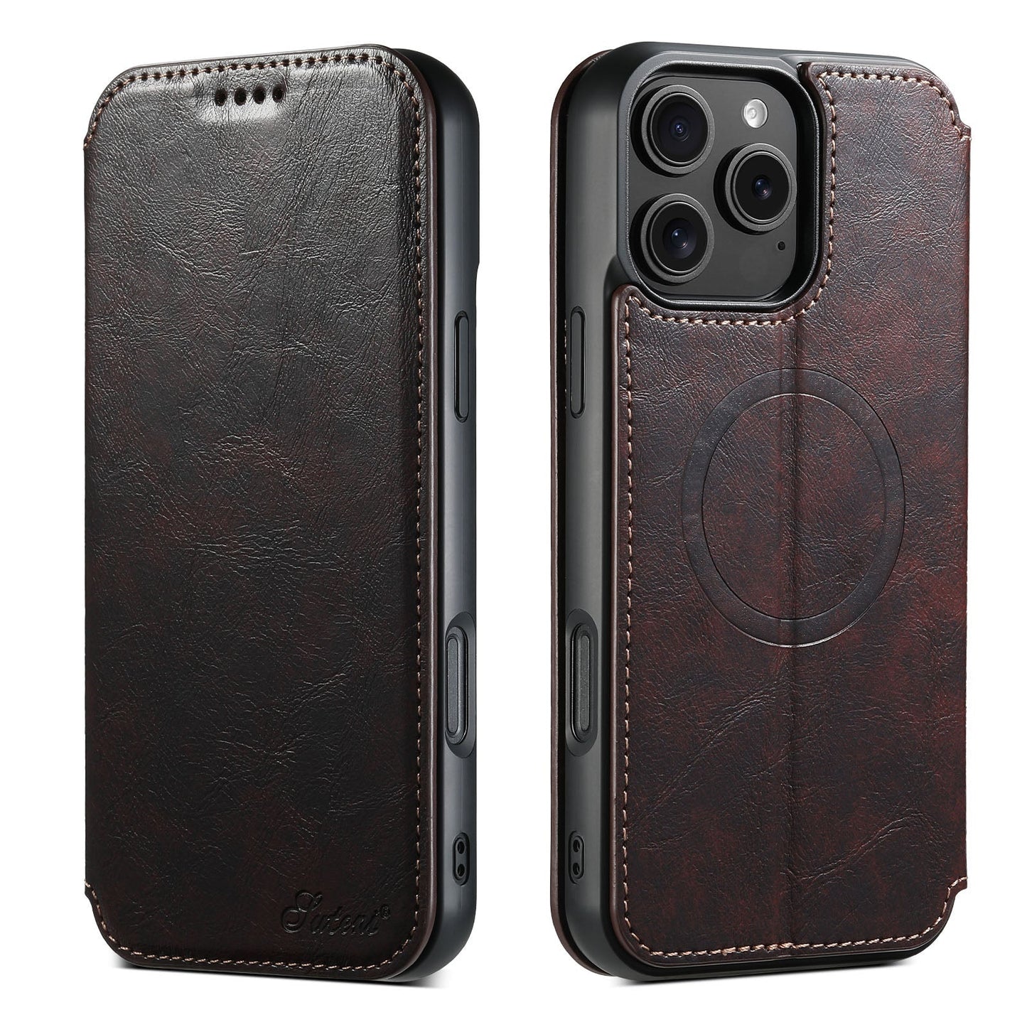 New Leather Card Holder Wireless Charging Phone Case for iPhone 16 Pro Max