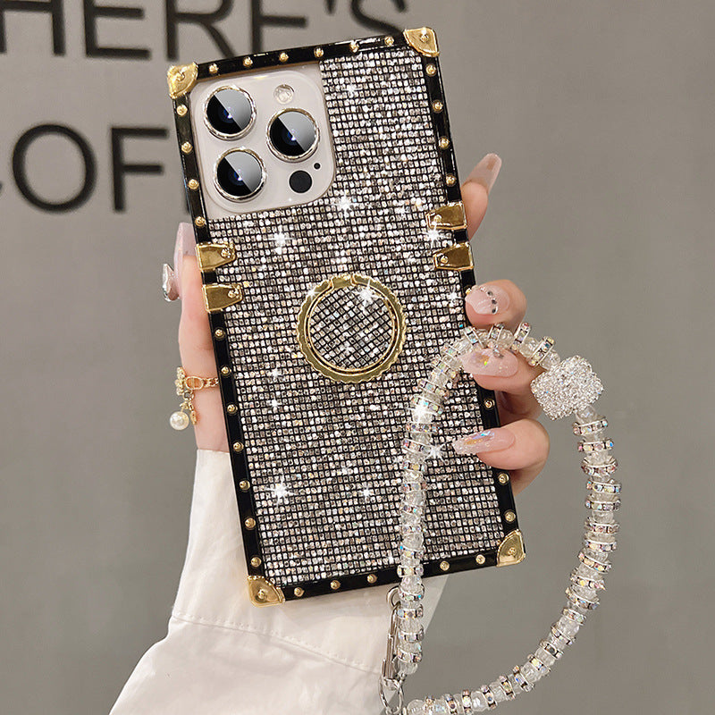 New Bling Glitter Bracket Phone Case With Lanyard for iPhone