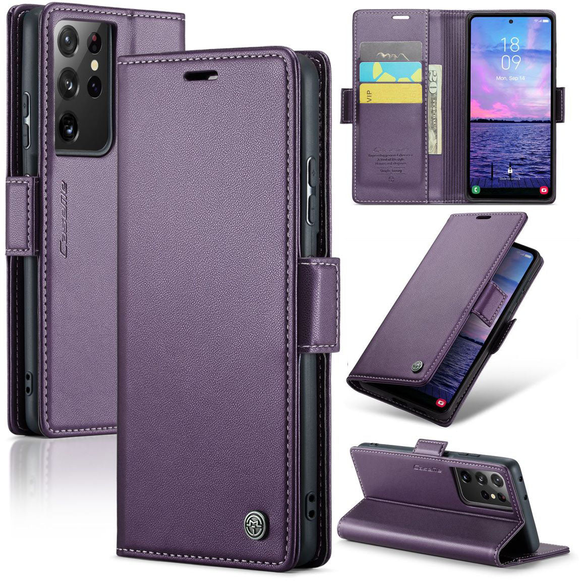 New RFID Blocking Card Holder Wireless Charging Phone Case for Samsung