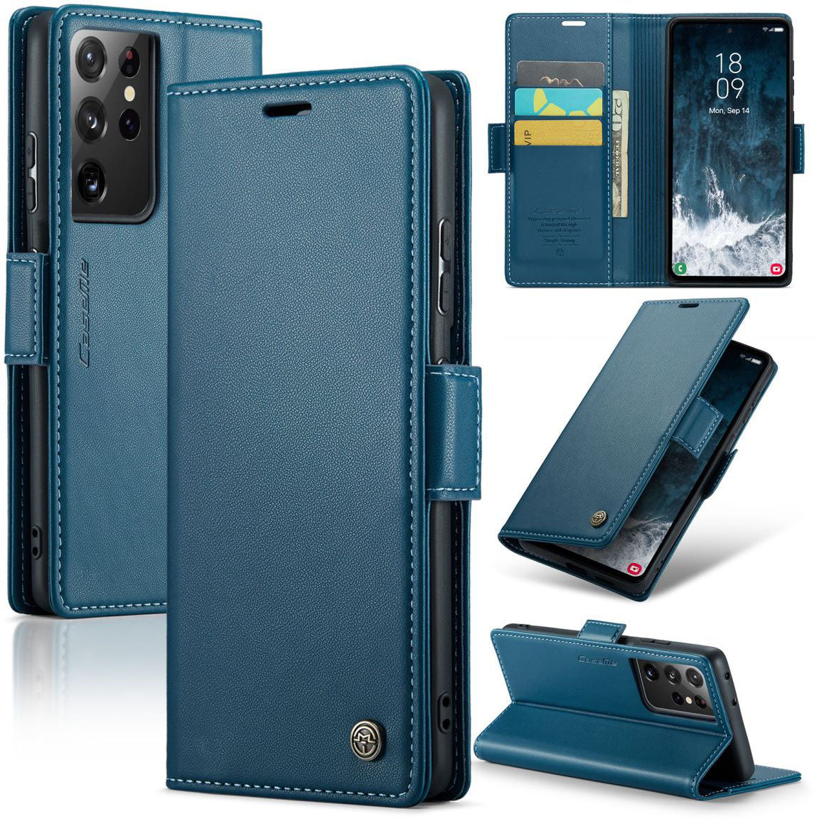 New RFID Blocking Card Holder Wireless Charging Phone Case for Samsung